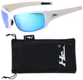 Hornz HZ Series Arkana - Premium Polarized Sunglasses Gloss White Frame - Blue Ice Mirror Lens