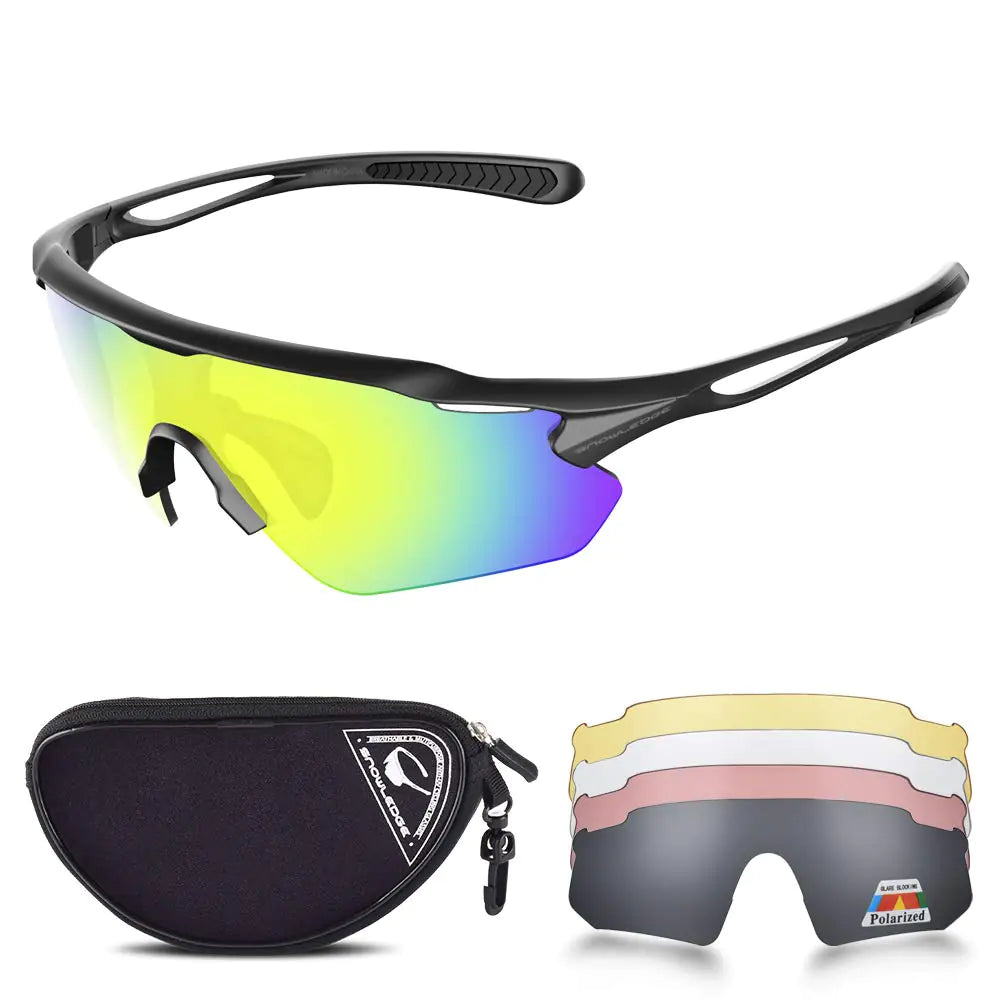 Polarized Cycling Sunglasses – Sports Sunglasses with 5 Interchangeable Lenses