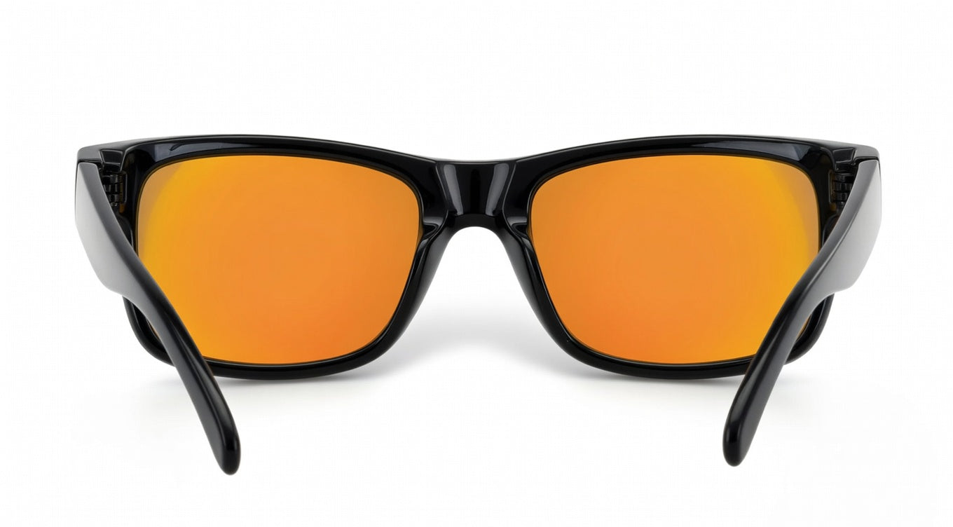 Optic Nerve Kingfish Polarized Sport Sunglasses – Shiny Black Frame with Smoke/Red Lens