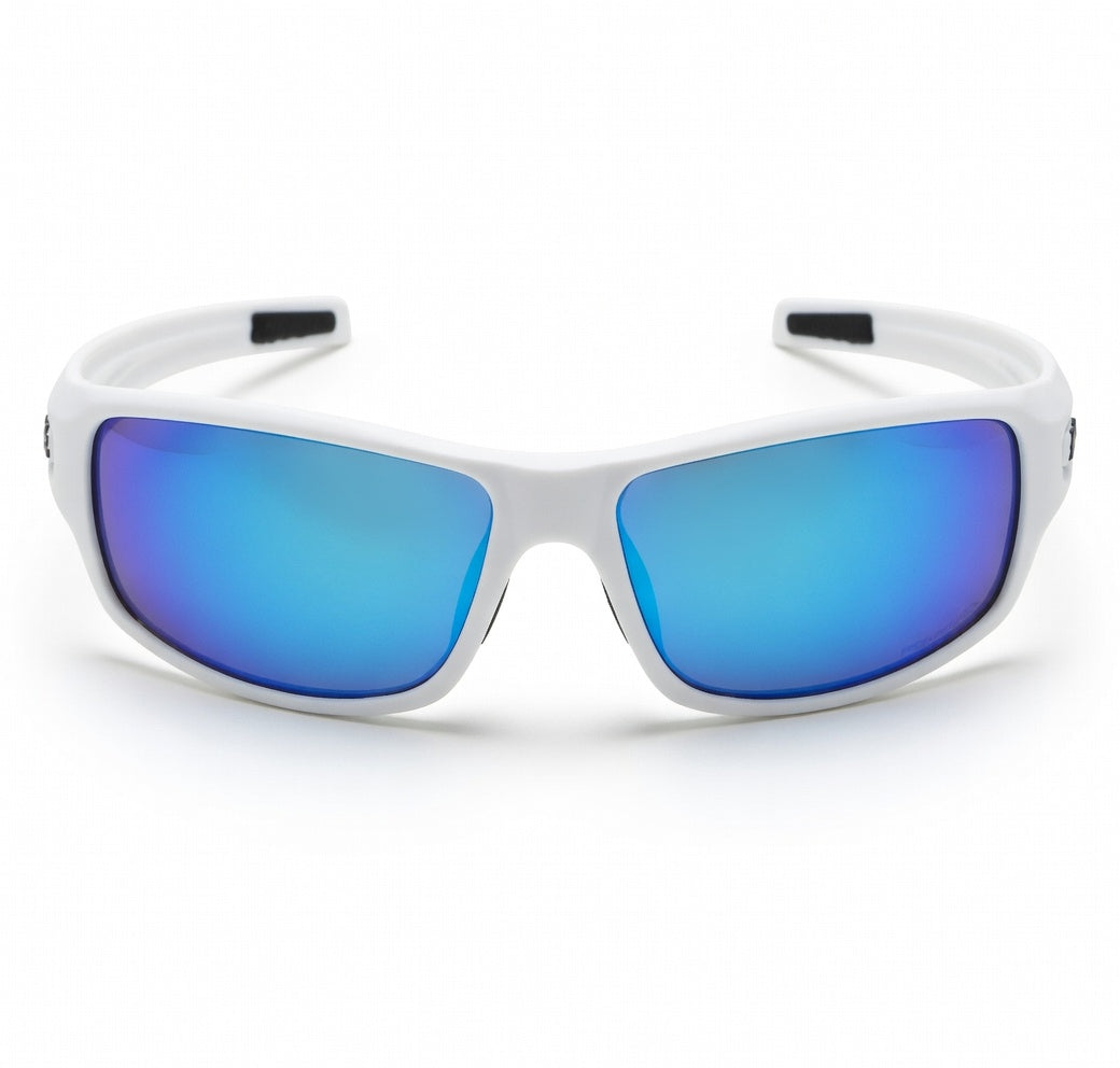 Hornz HZ Series Arkana Polarized Sunglasses – Gloss White Frame with Blue Ice Mirror Lens