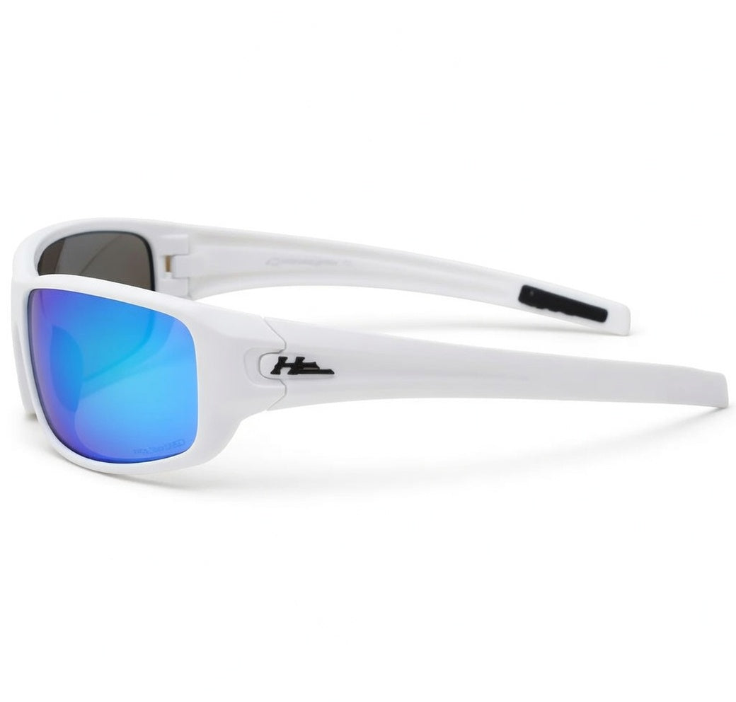 Hornz HZ Series Arkana Polarized Sunglasses – Gloss White Frame with Blue Ice Mirror Lens