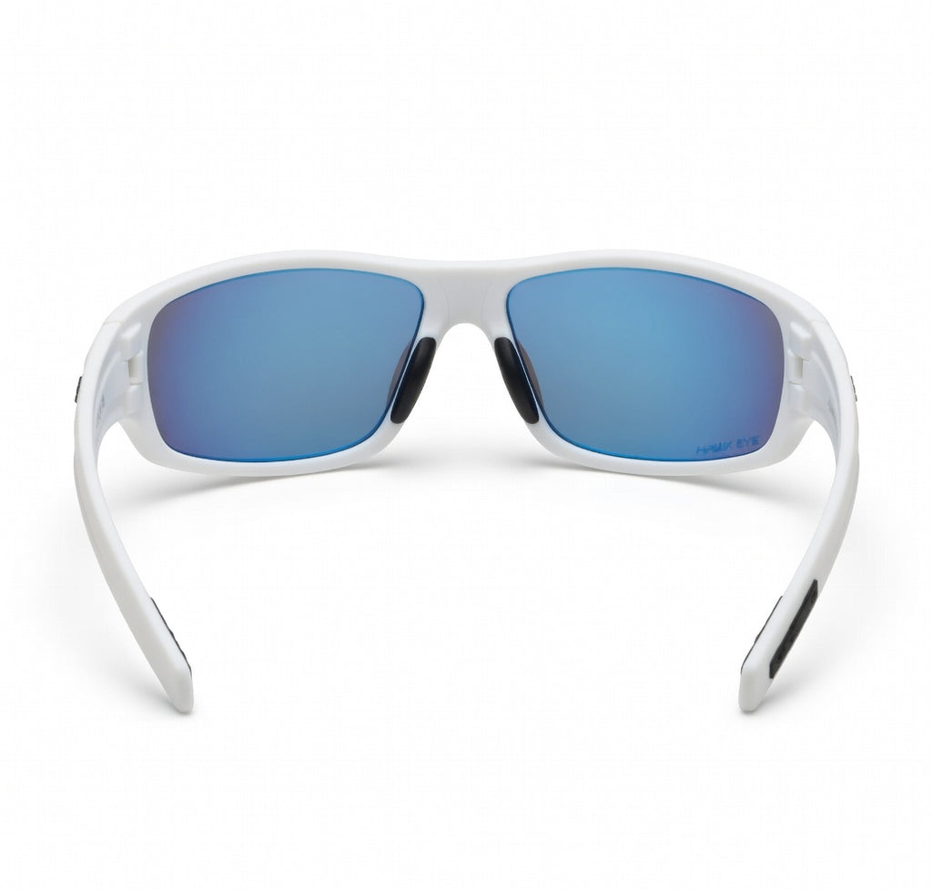 Hornz HZ Series Arkana Polarized Sunglasses – Gloss White Frame with Blue Ice Mirror Lens