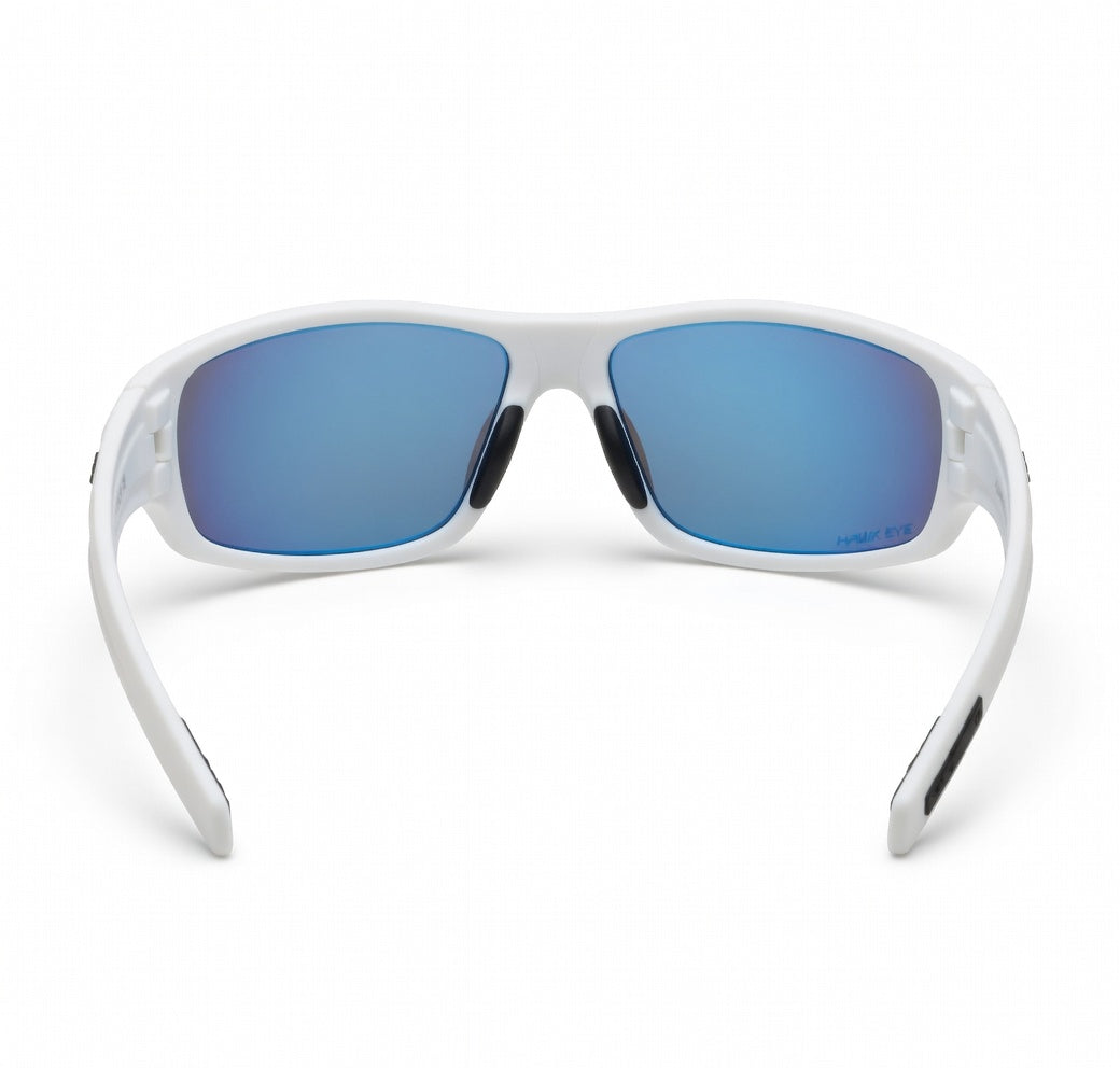 Hornz HZ Series Arkana Polarized Sunglasses – Gloss White Frame with Blue Ice Mirror Lens