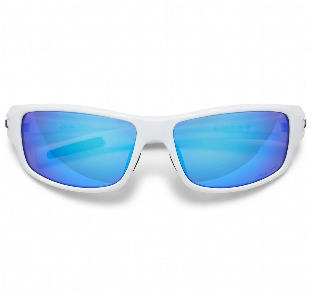 Hornz HZ Series Arkana Polarized Sunglasses – Gloss White Frame with Blue Ice Mirror Lens