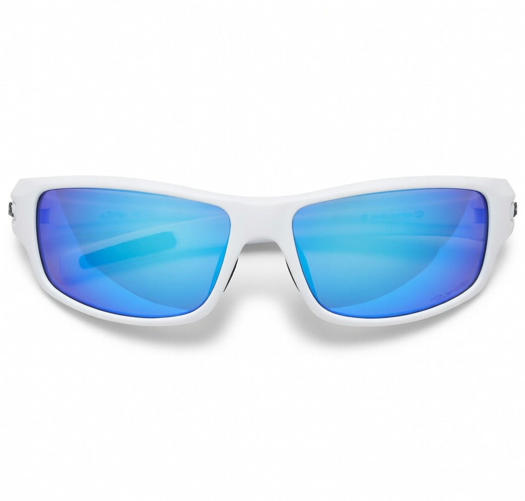 Hornz HZ Series Arkana Polarized Sunglasses – Gloss White Frame with Blue Ice Mirror Lens